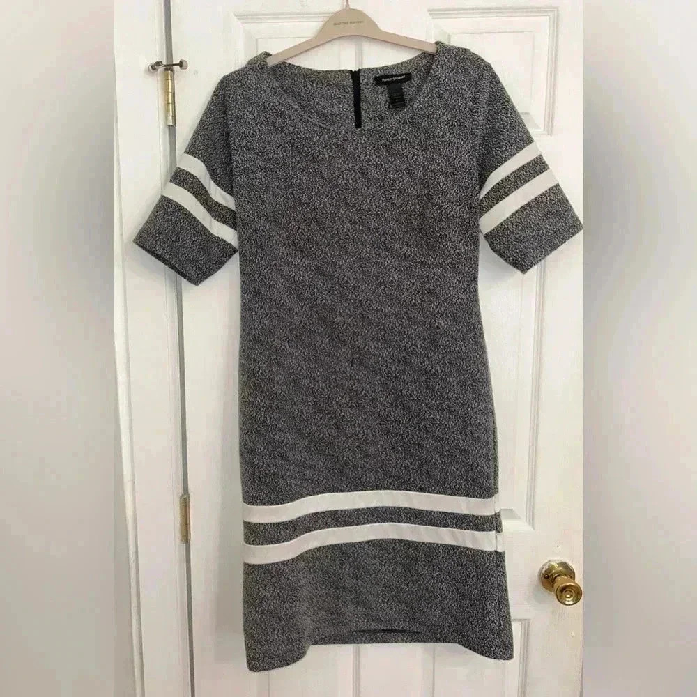 Ashley Stewart‎ Casual Gray and White Stripe Dress Size 14/16